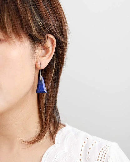 Lapis Lazuli Trapezoid Drop Earrings for Women 2023 Elegant Bold Fashion Jewelry Valentine's Day Gift