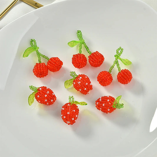 Cute Red Strawberry and Cherry 3D Floating Lock Charms 20 Pieces Handmade DIY Jewelry Earring Accessories