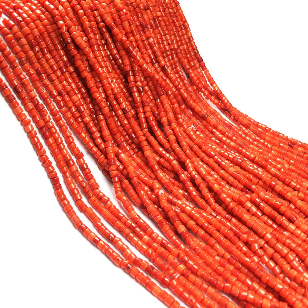 Natural Red Coral Beads Cylindrical Loose Beads for DIY Jewelry Making Bracelet Necklace Accessories 3x3mm