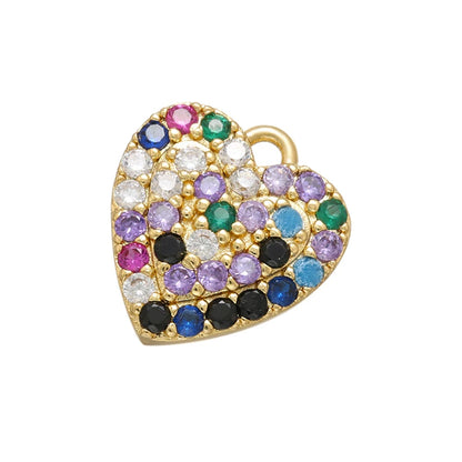 Zhukou Brass Heart Crystal Pendant for Women Jewelry Making