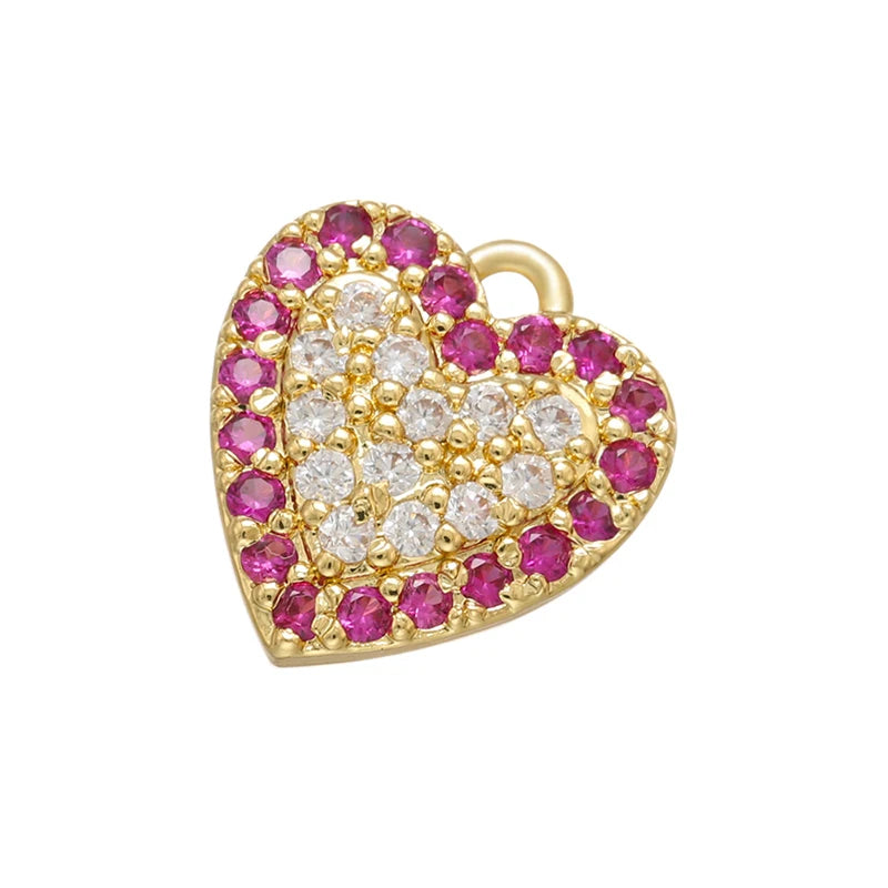 Zhukou Brass Heart Crystal Pendant for Women Jewelry Making