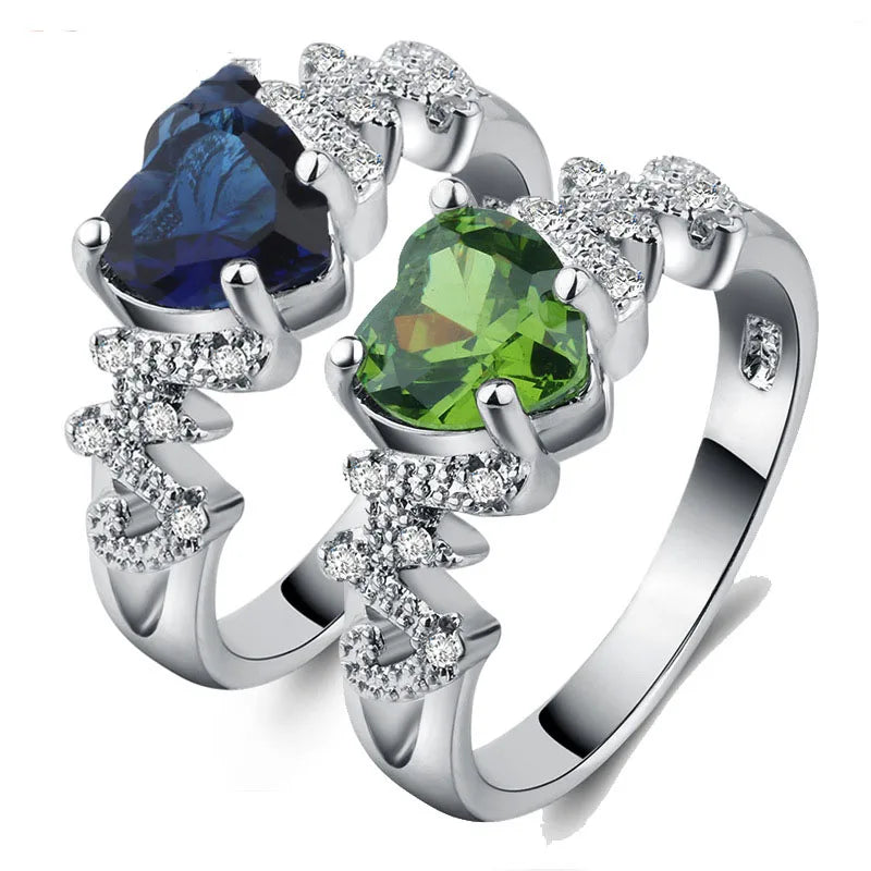 Elegant Two-Tone 925 Silver Love Heart Ring for Women - Perfect Wedding Jewelry Gift for Her