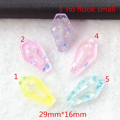 Punk Style Coffin Planchette Resin Charms for DIY Necklace Pendant Making