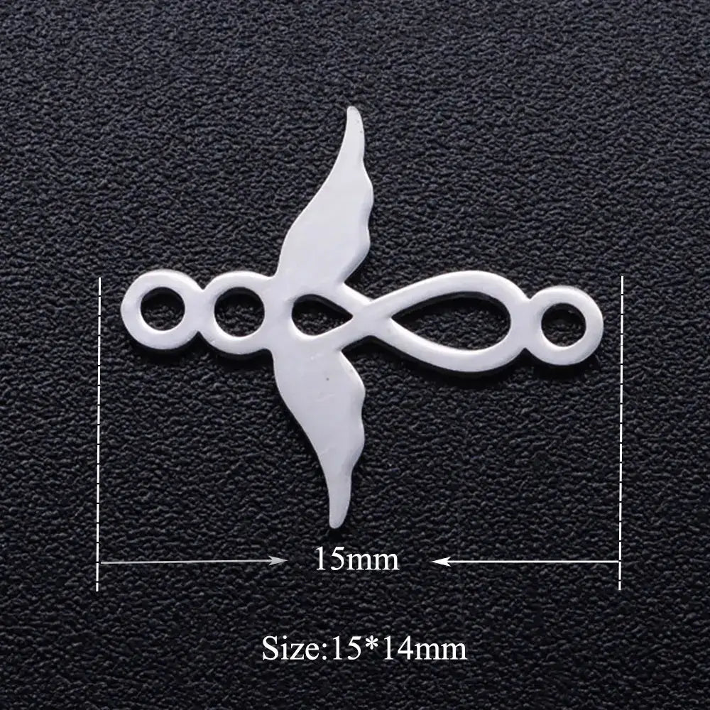 5pcs Angel Wing DIY Charms 316 Stainless Steel Jewelry Connectors JN332-1x5