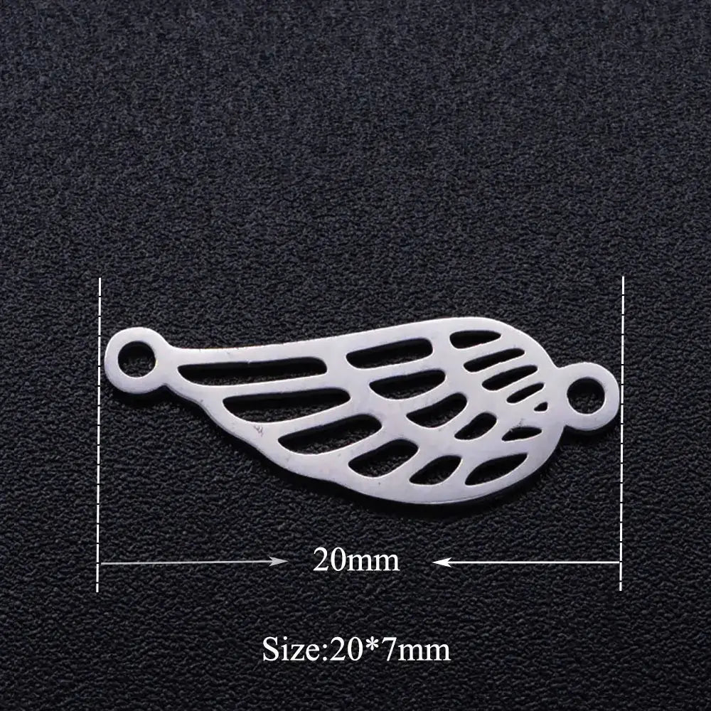 5pcs Angel Wing DIY Charms 316 Stainless Steel Jewelry Connectors JN333-1x5