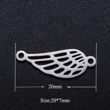 5pcs Angel Wing DIY Charms 316 Stainless Steel Jewelry Connectors JN333-1x5