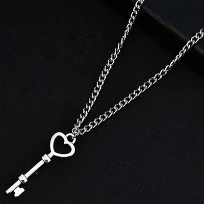 Stylish Men's Stainless Steel Heart Key Chain Necklace for Parties