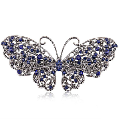 Elegant Blue Rhinestone Flower Hair Clips for Women - Crystal Fashion Barrettes by EASYA