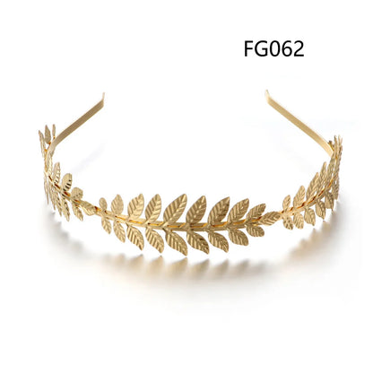 Elegant Retro Gold Leaf Bridal Headband Tiara for Greek and Roman Inspired Weddings