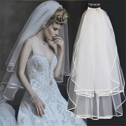 Elegant Two-Layer Tulle Bridal Veil with Comb for Wedding Day Charm