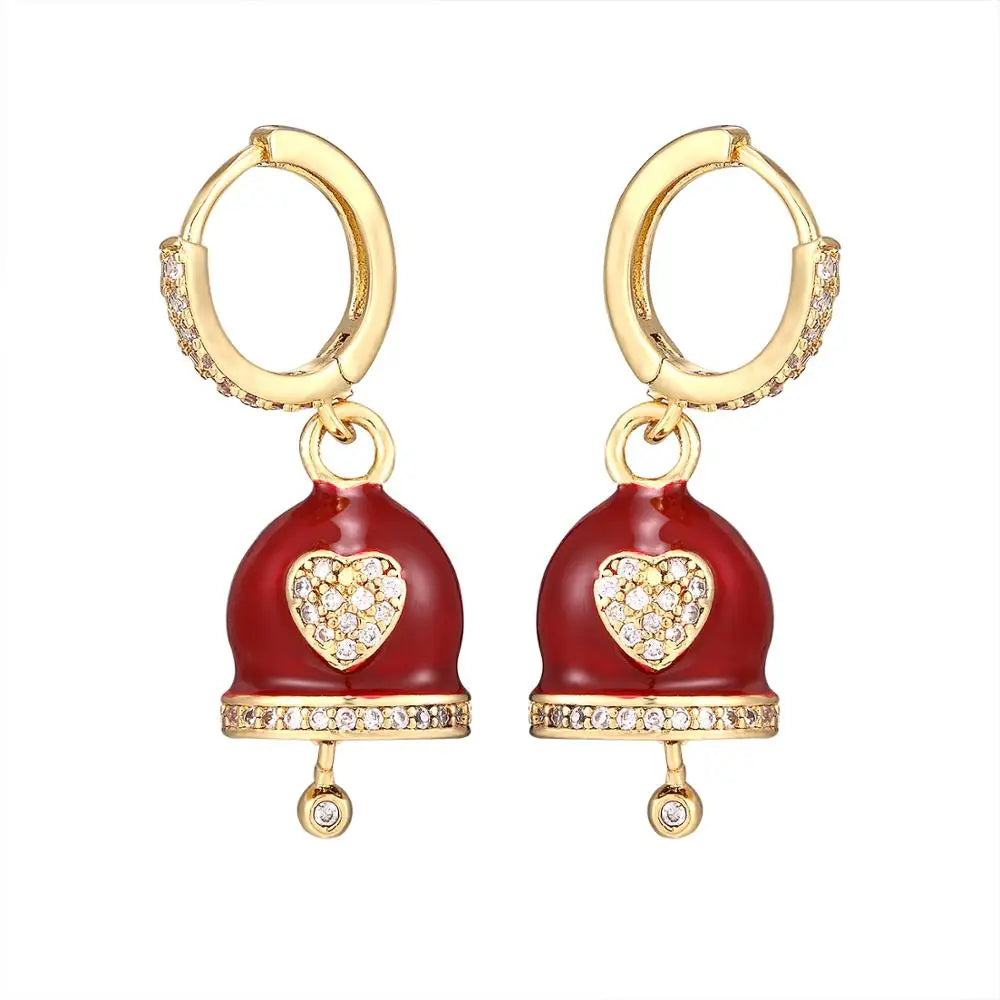 Hecheng Colorful CZ Bell Hoop Earrings for Women Fashion Jewelry