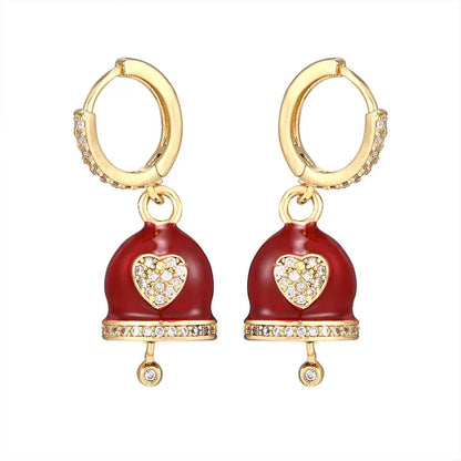 Hecheng Colorful CZ Bell Hoop Earrings for Women Fashion Jewelry