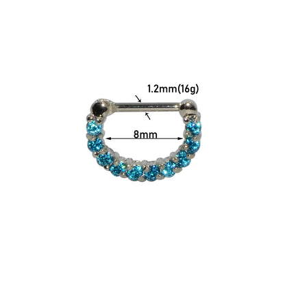 Surgical Steel Indian Nose Septum Ring with Crystal Gem for Women
