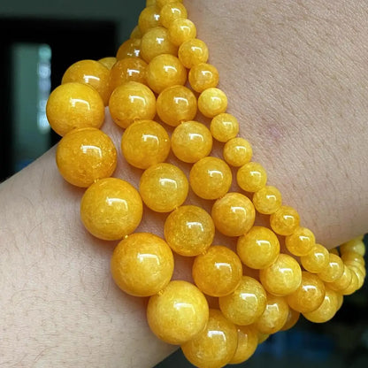 Yellow Natural Beeswax Jade Chalcedony Stone Beads for DIY Jewelry Making Bracelet Necklace Charm Round Loose Beads 6mm 8mm 10mm 12mm