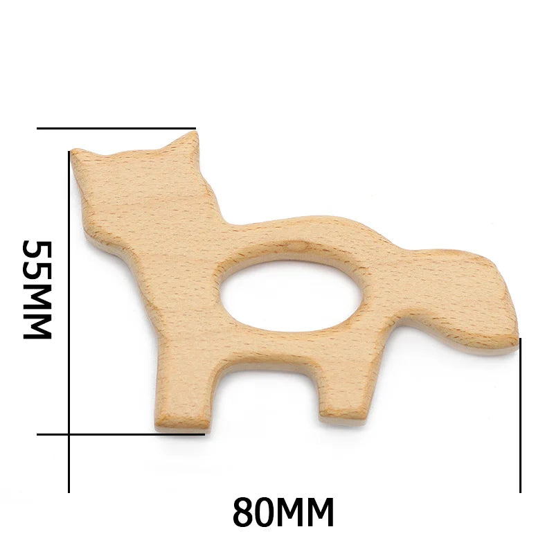 Natural Beech Wood Baby Teethers Set in Animal Shapes - Tortoise, Koala, Whale, Turtle - Food Grade Newborn Toys