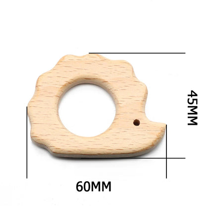 Natural Beech Wood Baby Teethers Set in Animal Shapes - Tortoise, Koala, Whale, Turtle - Food Grade Newborn Toys