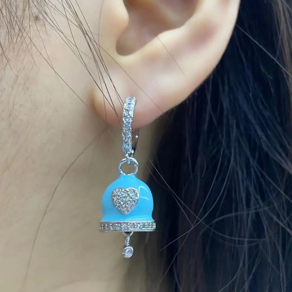 Hecheng Colorful CZ Bell Hoop Earrings for Women Fashion Jewelry