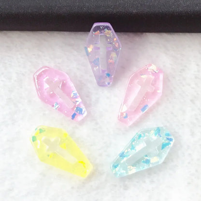 Punk Style Coffin Planchette Resin Charms for DIY Necklace Pendant Making