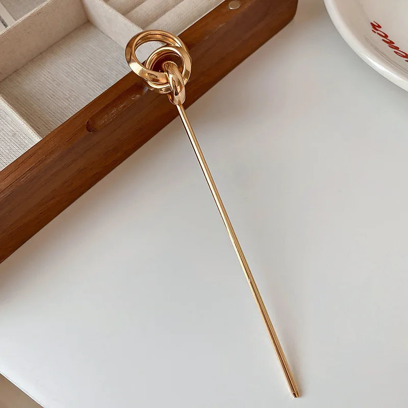 Vintage Rose Flower Crystal Hairpin Stick for Women Fashion Alloy Headwear