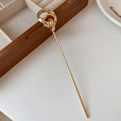 Vintage Rose Flower Crystal Hairpin Stick for Women Fashion Alloy Headwear