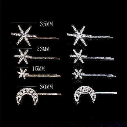 Geometric Stars & Moon Rhinestone Hair Clip Set - Top-Rated Bridal Hair Accessories