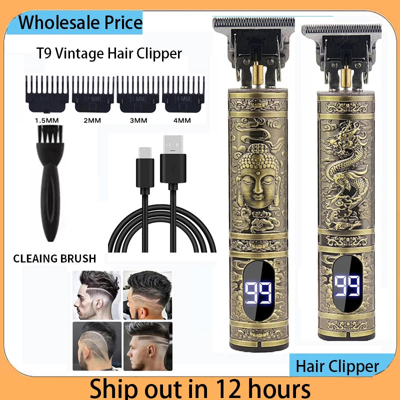 Portable Hair Cutting Machine T9 Vintage Trimmer USB Shaver