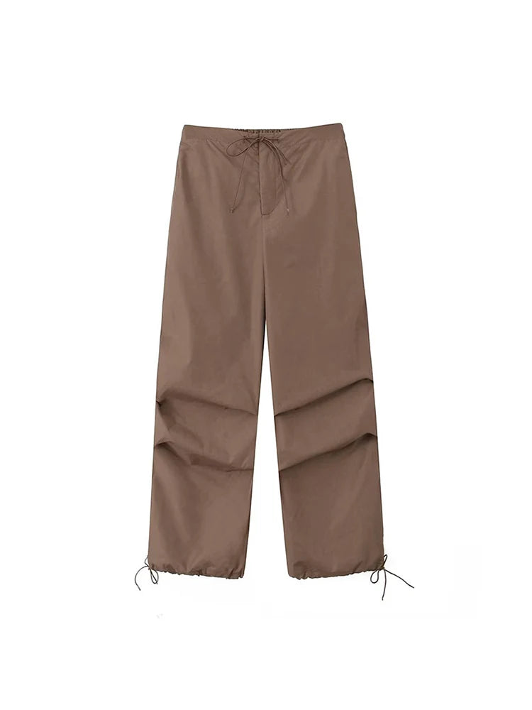 Women Parachute Cargo Pants High Waist Jogger Boot Cut