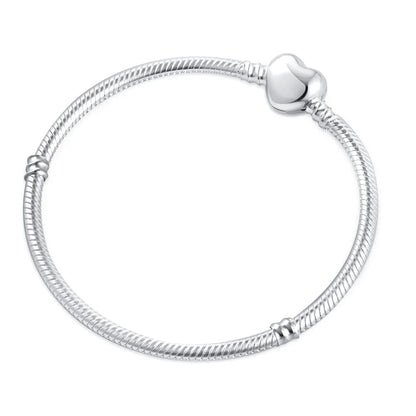 Sterling Silver 925 Heart and Flower Bracelet with White Zircon Adjustable 16-21CM Z004