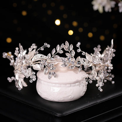 Elegant Pearl & Crystal Bridal Headband - Stunning Rhinestone Leaf Tiara for Women