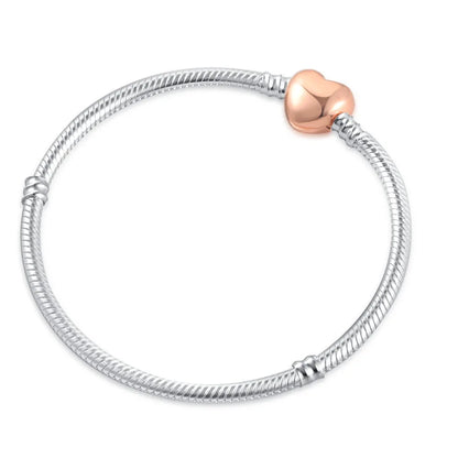 Sterling Silver 925 Heart and Flower Bracelet with White Zircon Adjustable 16-21CM Z013