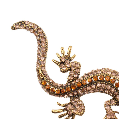 Vintage Rhinestone Lizard Gecko Brooch Pin for Gift Bags