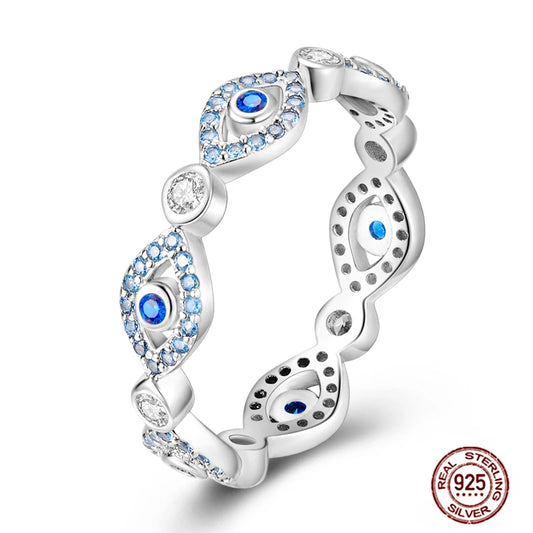 Hot Blue Zircon Ring for Women in 925 Sterling Silver Sparkling Star and Moon Design Elegant Wedding Jewelry LLTR115