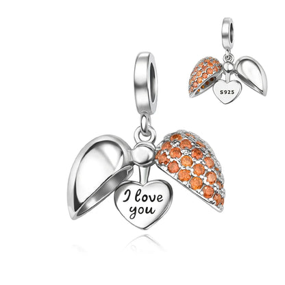 925 Sterling Silver Colorful Heart Charm Pendant for Women DIY Bracelets and Necklaces Fine Jewelry