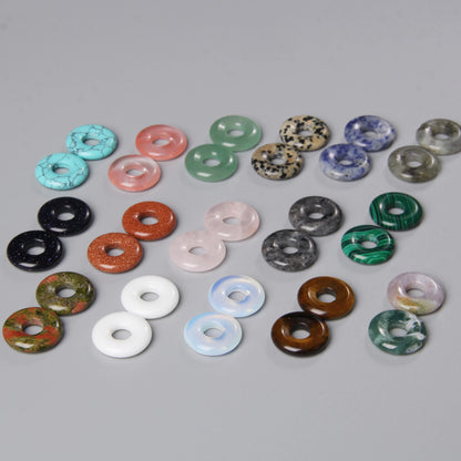 Elegant Labradorite Jade Agate Donut Beads Set for Jewelry Crafting 18mm 5pcs