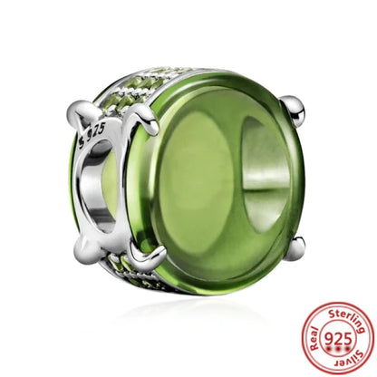 925 Sterling Silver Zodiac Pendant with Colorful Zircon for Charm Bracelets Y215-lv 3mm-4mm