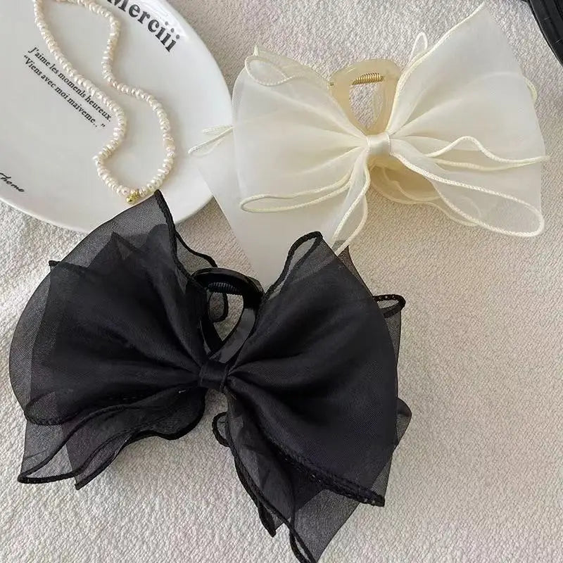 Sweet Organza Reversible Bow Hair Claw for Versatile Style