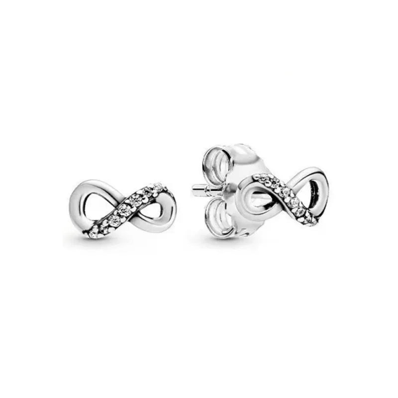 Spring Blue Flower Stud Earrings 925 Sterling Silver Zircon Jewelry for Women P917