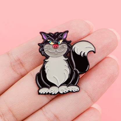 Charming Black Cat Enamel Pin Brooch for Backpacks and Clothing - Fun Cartoon Jewelry Gift for Kids