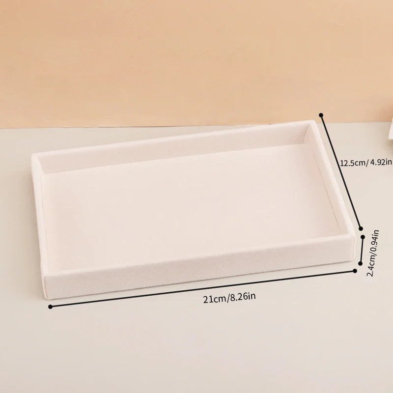 Velvet Jewelry Tray Stackable Beige Storage for Rings and Earrings Empty Tray