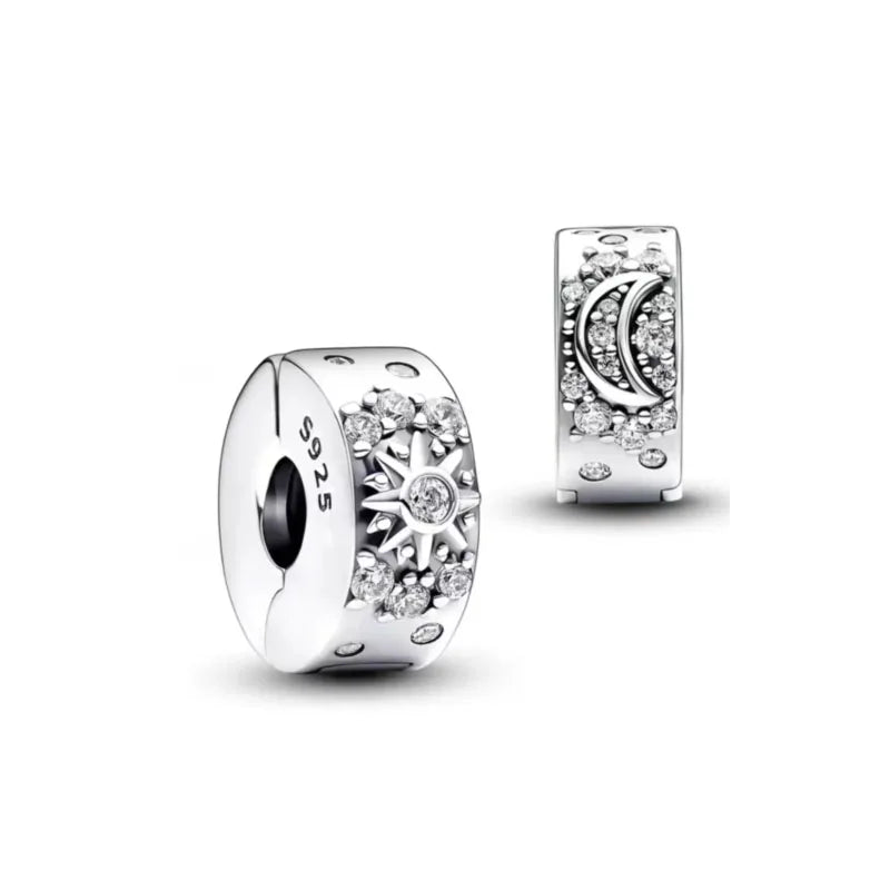 Diy White Pave Dog Paw Moon Bead 925 Sterling Silver Bracelet Necklace Jewelry for Women