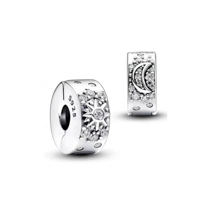 Diy White Pave Dog Paw Moon Bead 925 Sterling Silver Bracelet Necklace Jewelry for Women