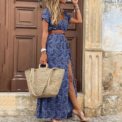 Long Dress for Women 2025 Summer Beach Bohemian Maxi Dress C