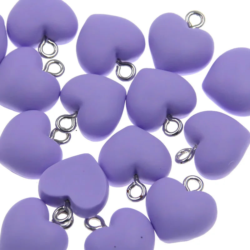 Sweet Bell 9 Color Resin Heart Charms Set for DIY Jewelry and Accessories