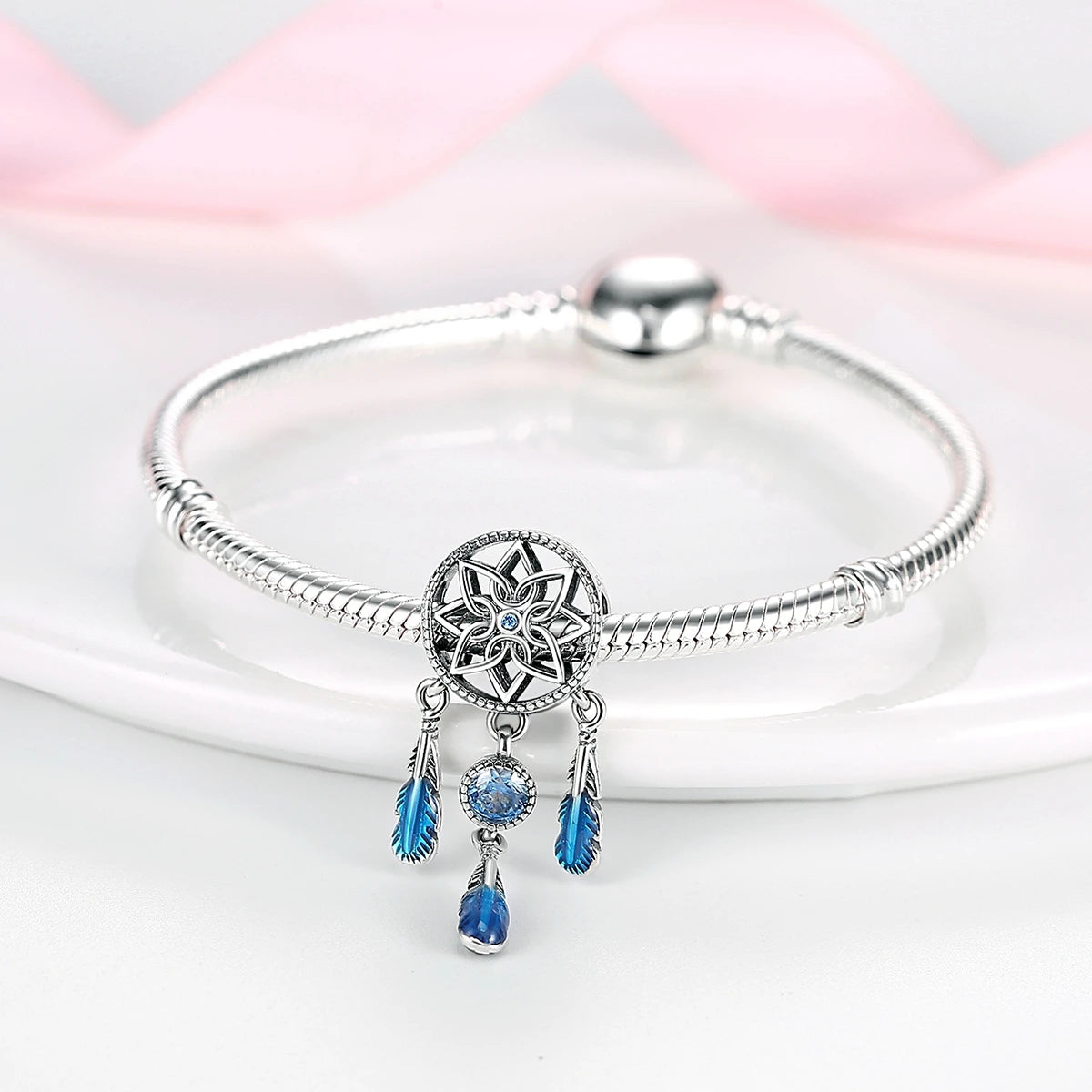 CharmBeads 925 Silver Blue Series DIY Bracelet Charms Top Rated Fashion Pendants