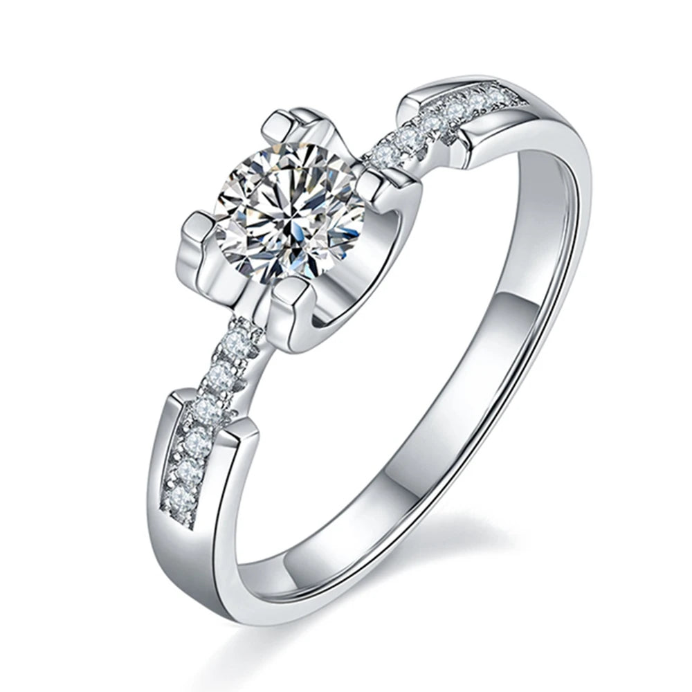 WUIHA Moissanite Diamond 18K Gold Ring for Women Wedding Engagement 925 Sterling Silver Jewelry White Gold White Moissanite