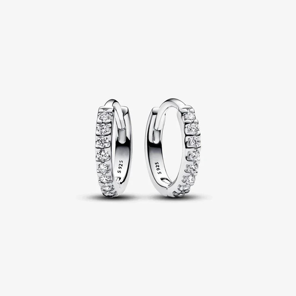 Luxury 925 Sterling Silver Chunky Hoop Earrings with Big Heart Zircon Accents for Women Wedding Party Jewelry Gifts