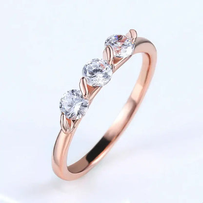 ZHOUYAN Engagement Wedding Ring For Women Rose Gold CZ Crystal Elegant Bridal Jewelry