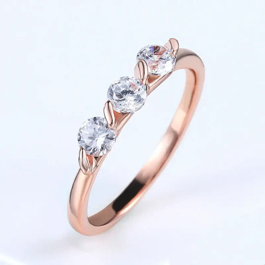 ZHOUYAN Engagement Wedding Ring For Women Rose Gold CZ Crystal Elegant Bridal Jewelry
