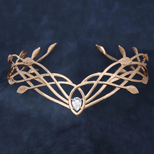 Goddess Cosplay Elven Leaf Crown Tiara Bridal Headband Vintage Wedding Headwear