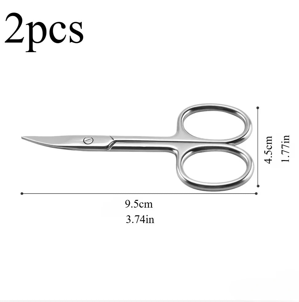Stainless Steel Curved Tip Thin Blade Cuticle Scissors Nail Clippers Trimmer F3-2pcs